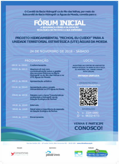 Confira a programação do Fórum Inicial do Projeto Fechos, Eu Cuido!