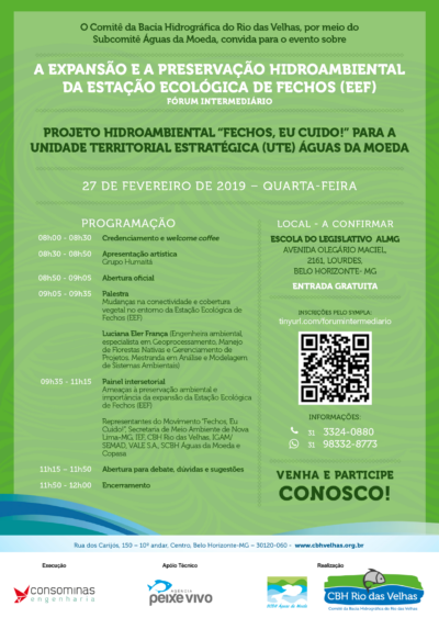 Confira a programação do Fórum Intermediário do Projeto Fechos, Eu Cuido!